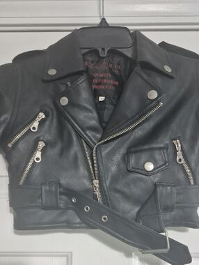 Childs Simulated Leather Jacket 3T Black Golden Coat Company